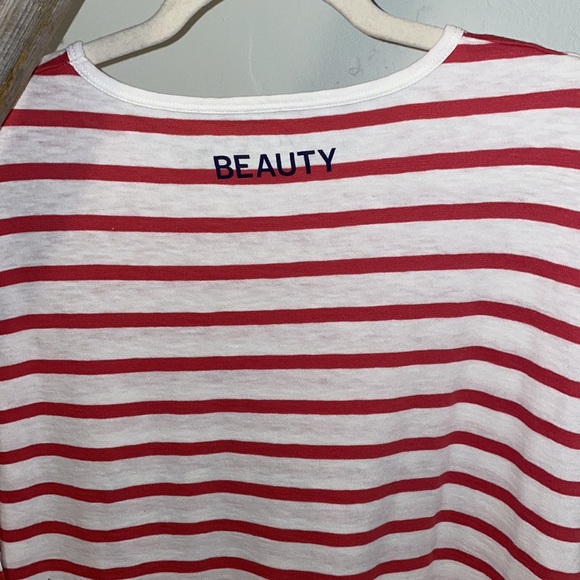 JCrew Red & Ivory Striped T Size M - Picture 3 of 4